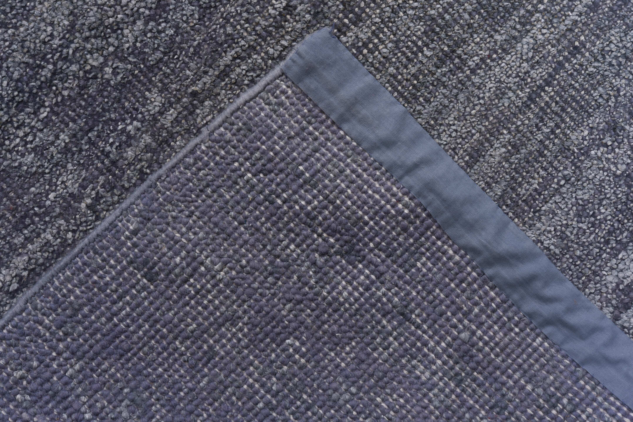 11' x 14' one-of-a-kind handmade vintage Sari Silk oversize rug. Color palette: black, blue, charcoal, gainsboro, gray