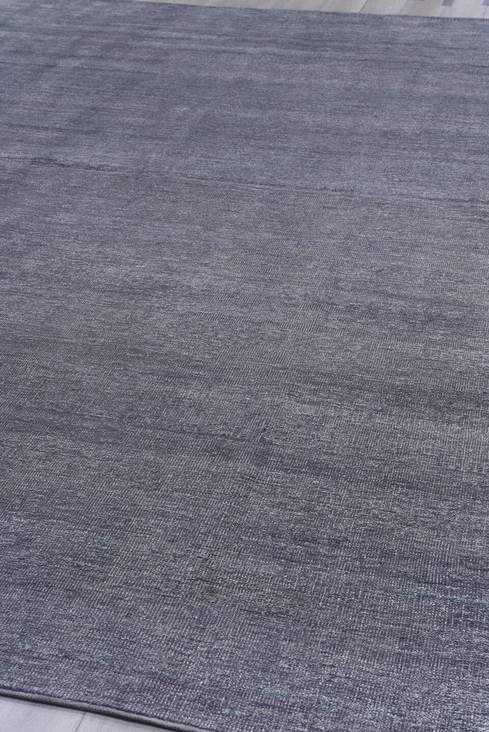 9' x 14' one-of-a-kind handmade vintage Sari Silk large size rug. Color palette: charcoal, slate, silver, gray, black
