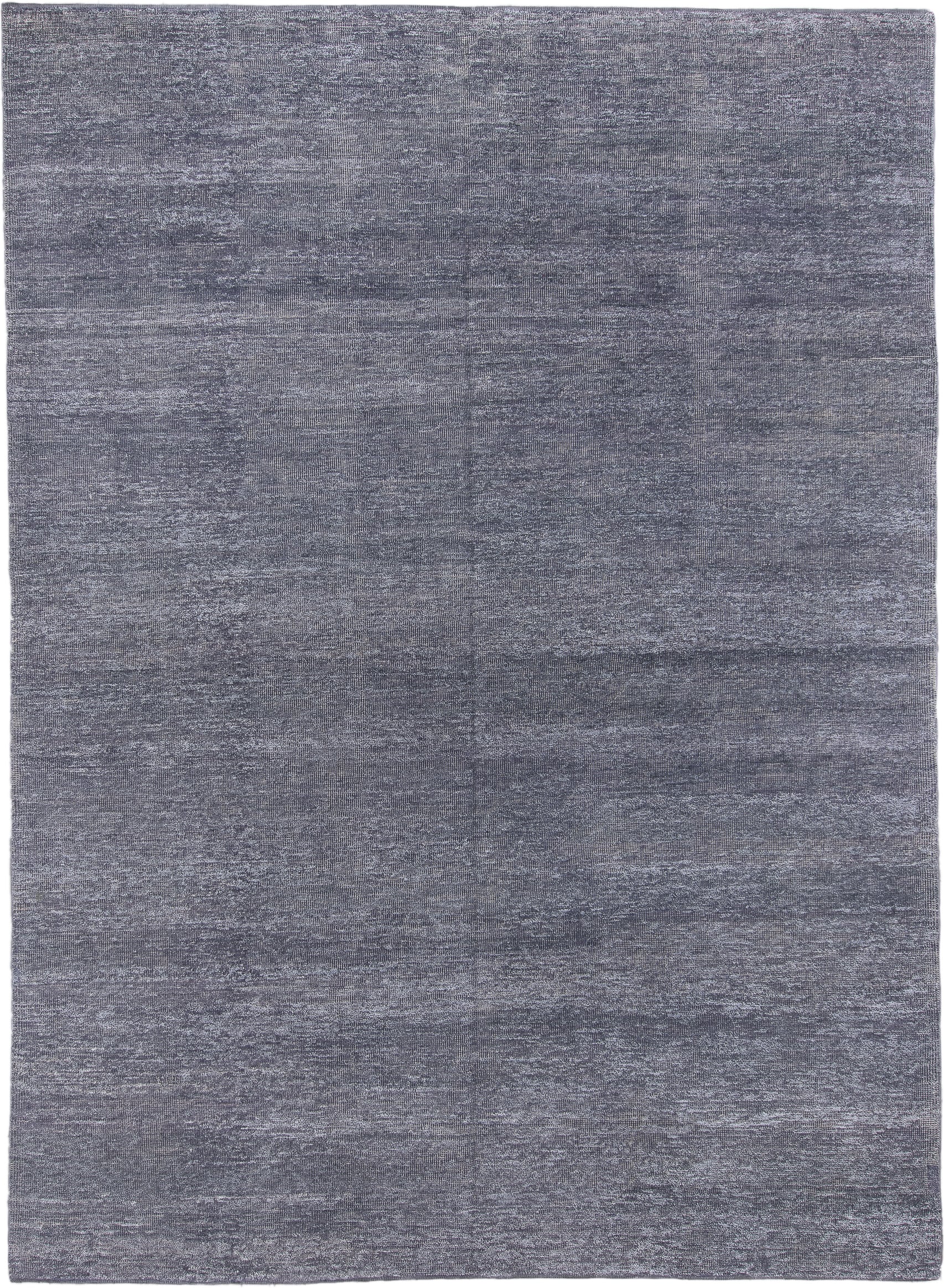 8' x 12' one-of-a-kind handmade vintage Sari Silk large size rug. Color palette: slate, silver, charcoal, pewter, gray