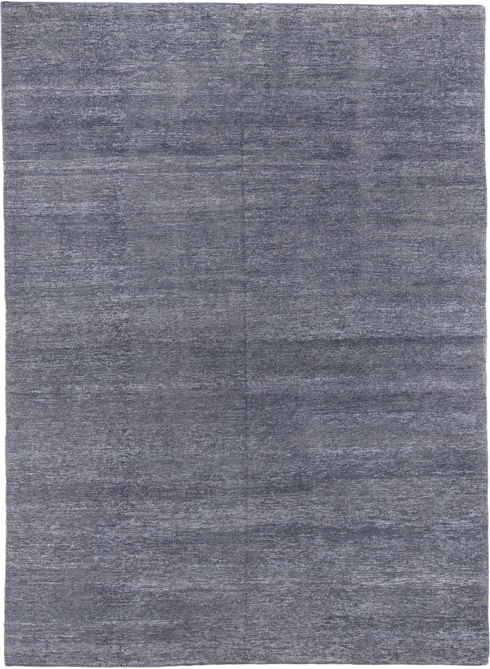 8' x 12' one-of-a-kind handmade vintage Sari Silk large size rug. Color palette: slate, silver, charcoal, pewter, gray