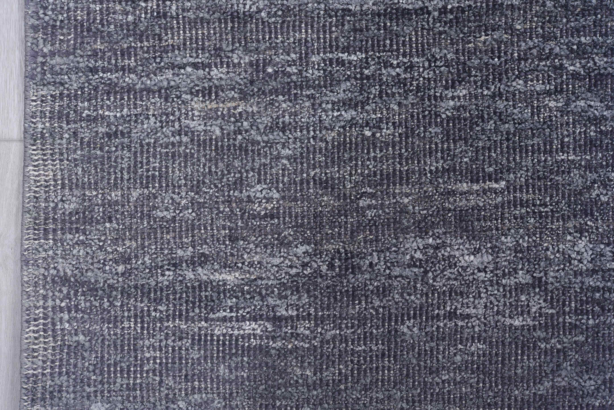 8' x 12' one-of-a-kind handmade vintage Sari Silk large size rug. Color palette: black, blue, charcoal, dark gray, gainsboro