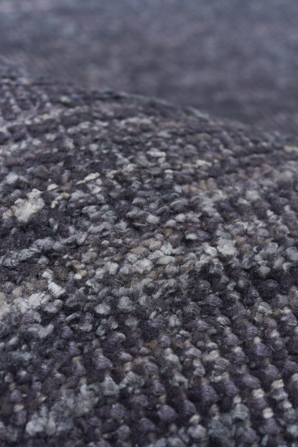 8' x 12' one-of-a-kind handmade vintage Sari Silk large size rug. Color palette: black, blue, charcoal, dark gray, gainsboro