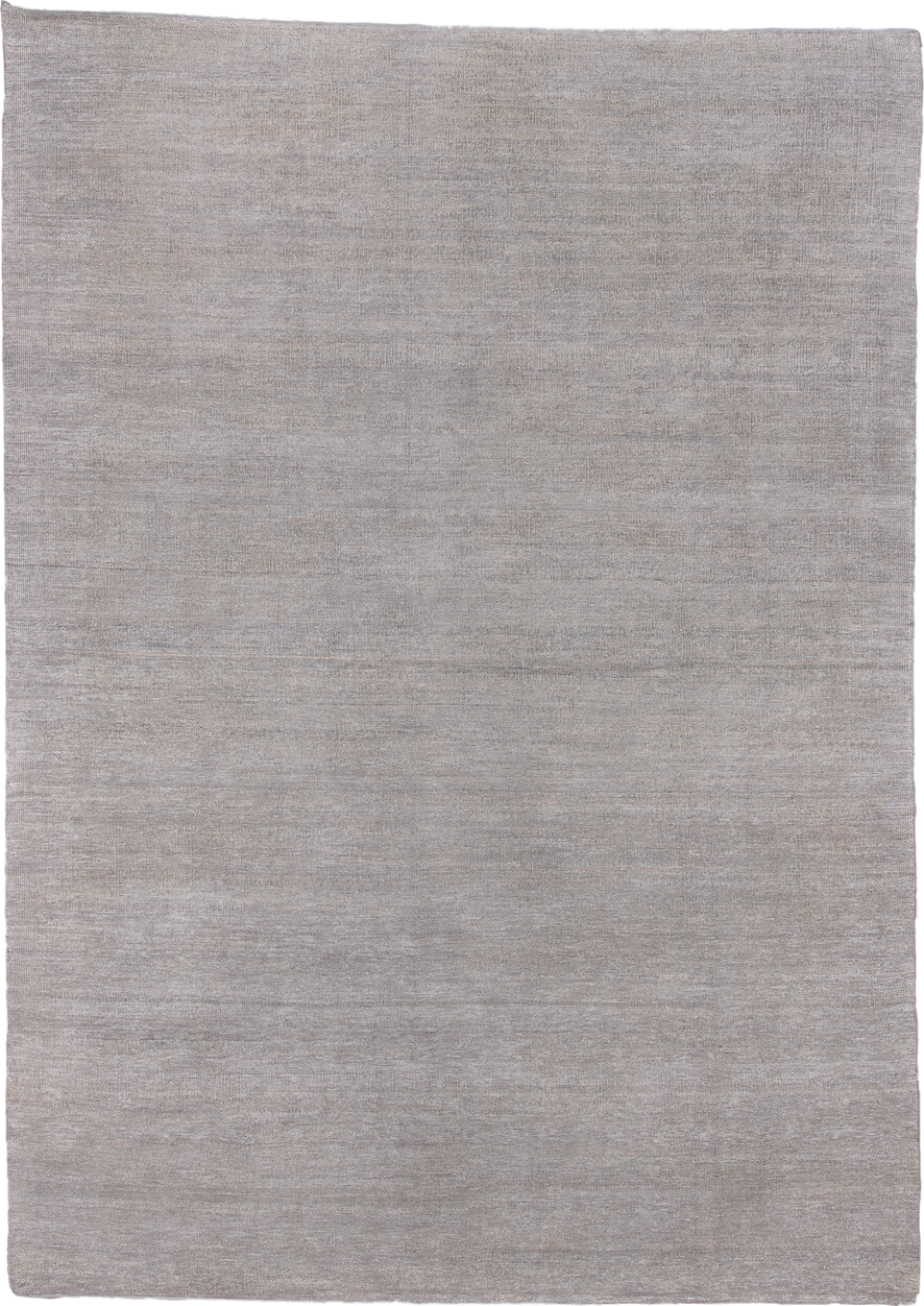 9' x 13' one-of-a-kind handmade vintage Sari Silk large size rug. Color palette: taupe, silver, gray, greige, beige