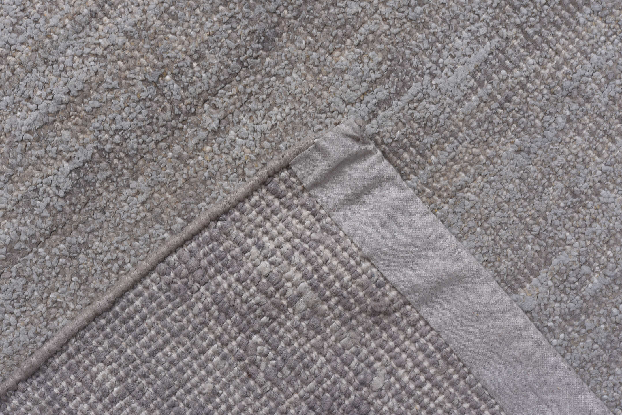9' x 13' one-of-a-kind handmade vintage Sari Silk large size rug. Color palette: taupe, silver, gray, greige, beige