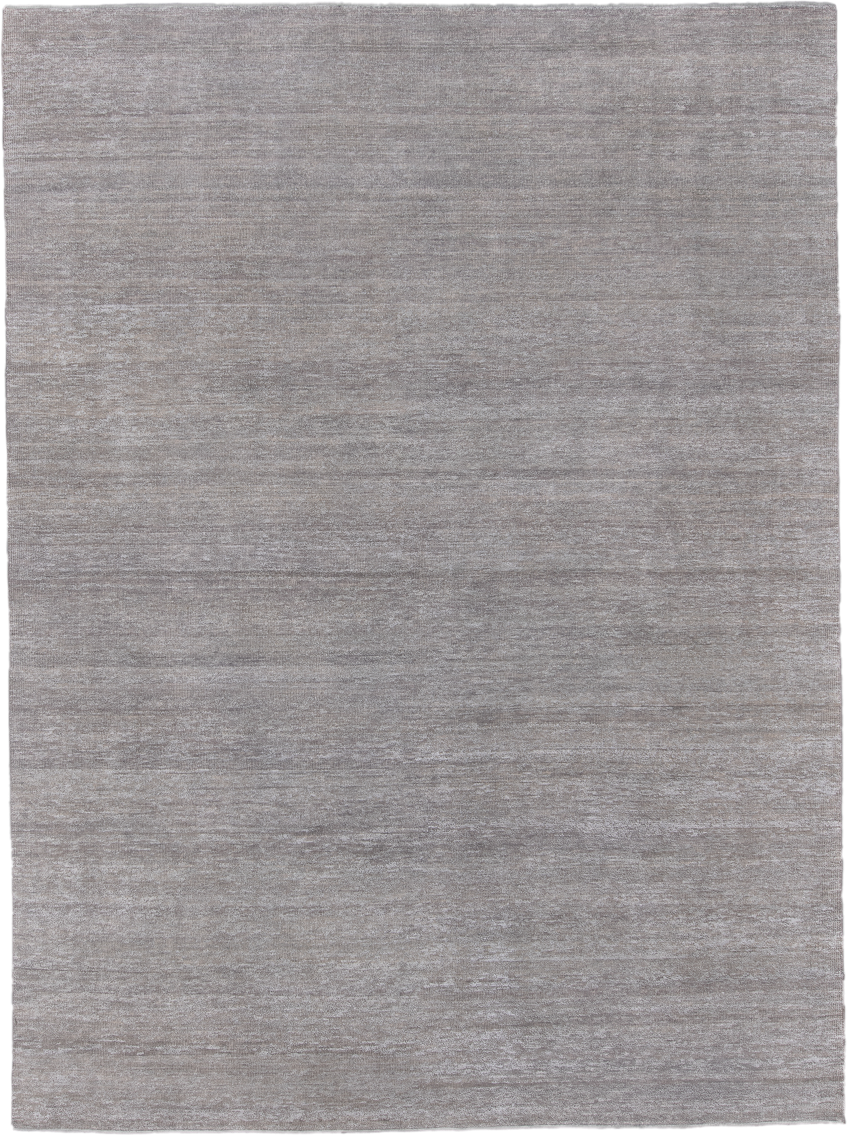8' x 12' one-of-a-kind handmade vintage Sari Silk large size rug. Color palette: taupe, silver, gray, greige, ivory, beige
