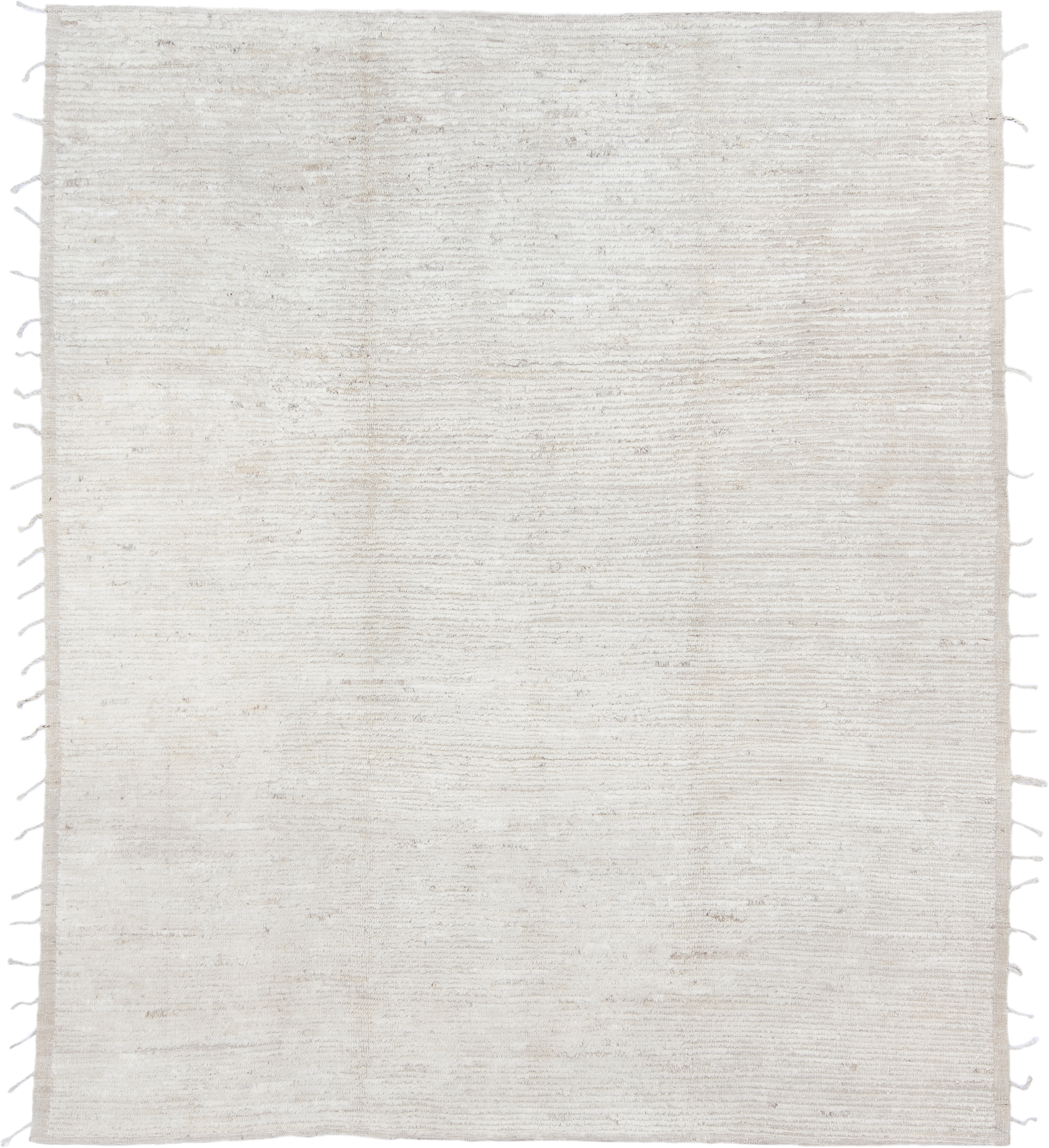 8' x 9' one-of-a-kind handmade vintage Tulu rug. Color palette: ivory, cream, beige, taupe, gray