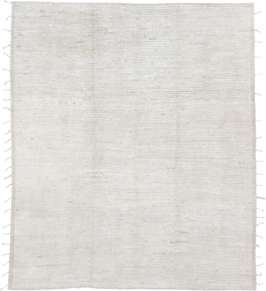 8' x 9' one-of-a-kind handmade vintage Tulu rug. Color palette: ivory, cream, beige, taupe, gray
