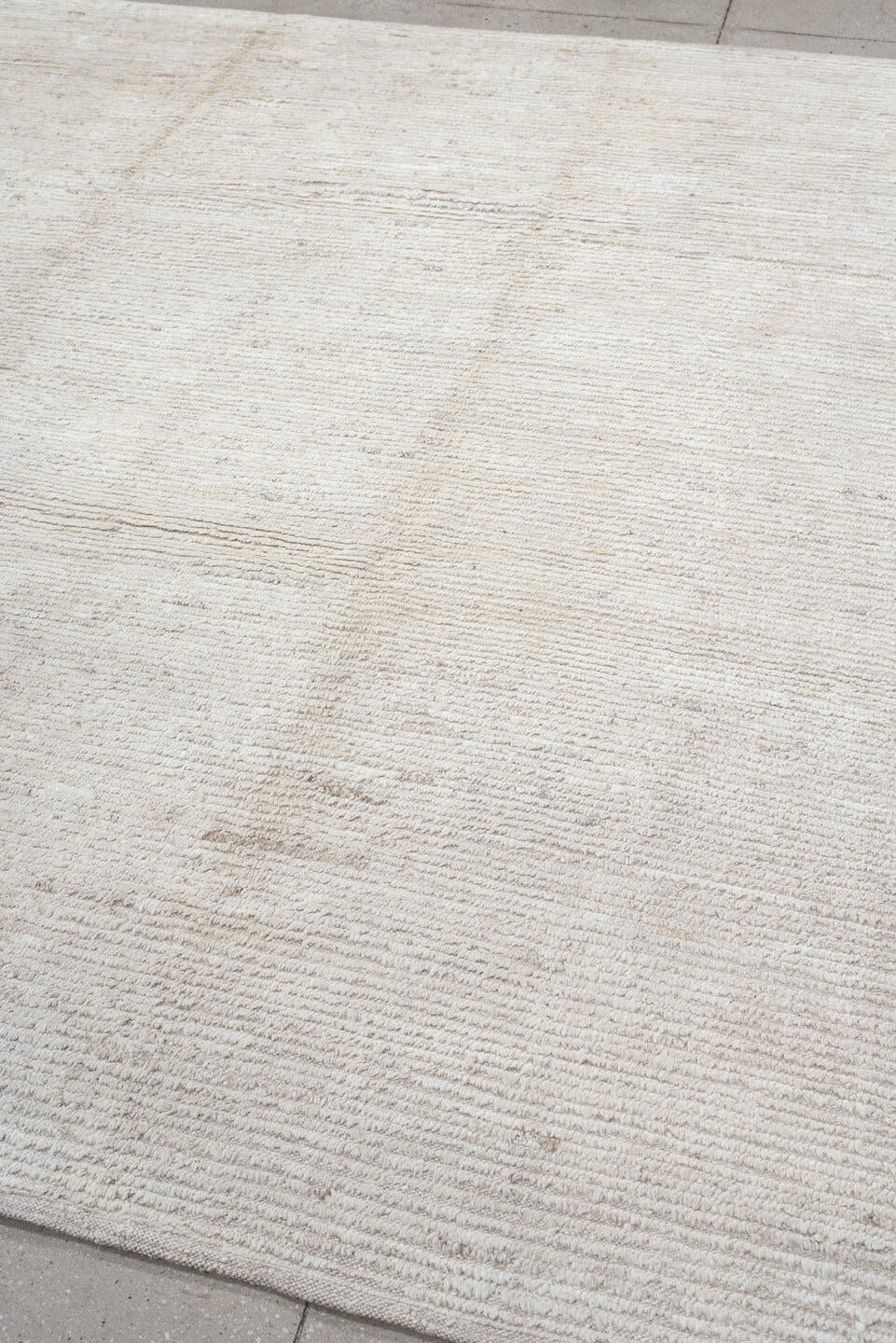 8' x 9' one-of-a-kind handmade vintage Tulu rug. Color palette: ivory, cream, beige, taupe, gray