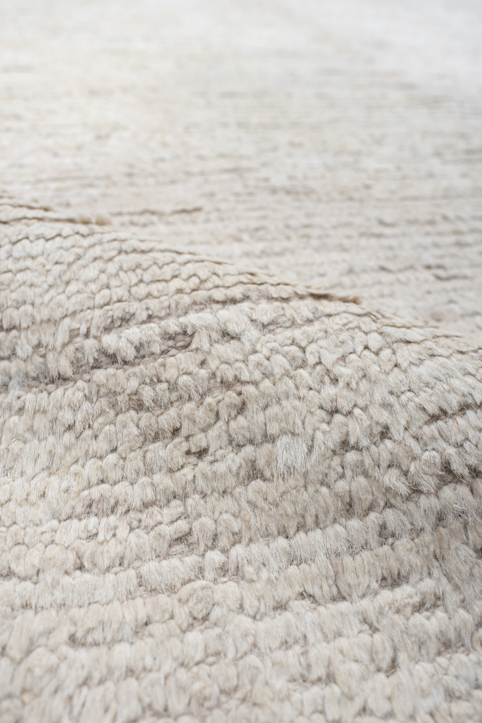 8' x 9' one-of-a-kind handmade vintage Tulu rug. Color palette: ivory, cream, beige, taupe, gray
