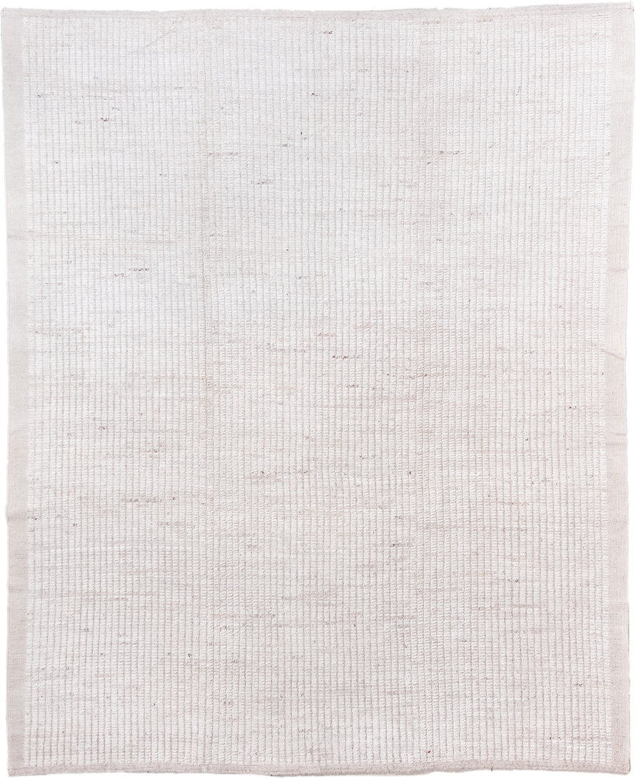 8' x 9' one-of-a-kind handmade vintage Tulu rug. Color palette: ivory, cream, taupe, beige, gray