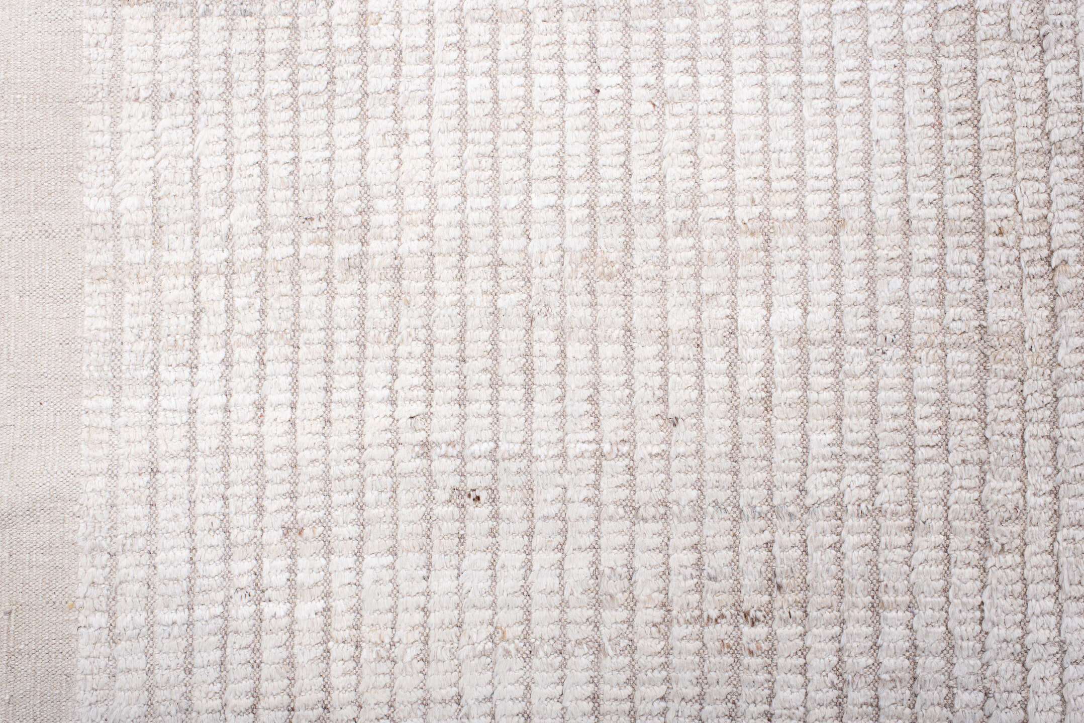 8' x 9' one-of-a-kind handmade vintage Tulu rug. Color palette: ivory, cream, taupe, beige, gray