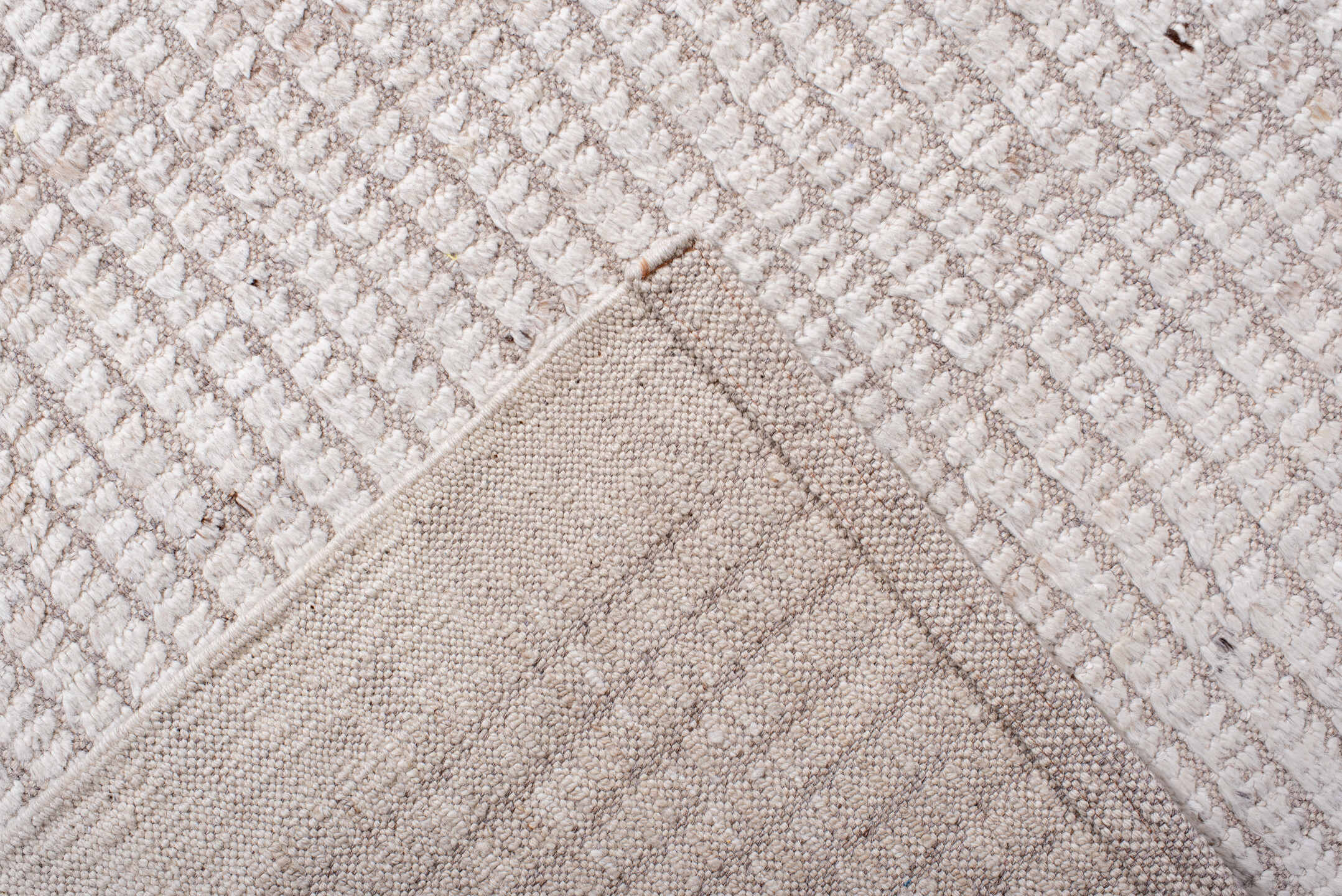 8' x 9' one-of-a-kind handmade vintage Tulu rug. Color palette: ivory, cream, taupe, beige, gray