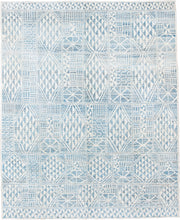 12' x 14' one-of-a-kind handmade vintage Tulu oversize rug. Color palette: ivory, sky blue, powder blue, light blue