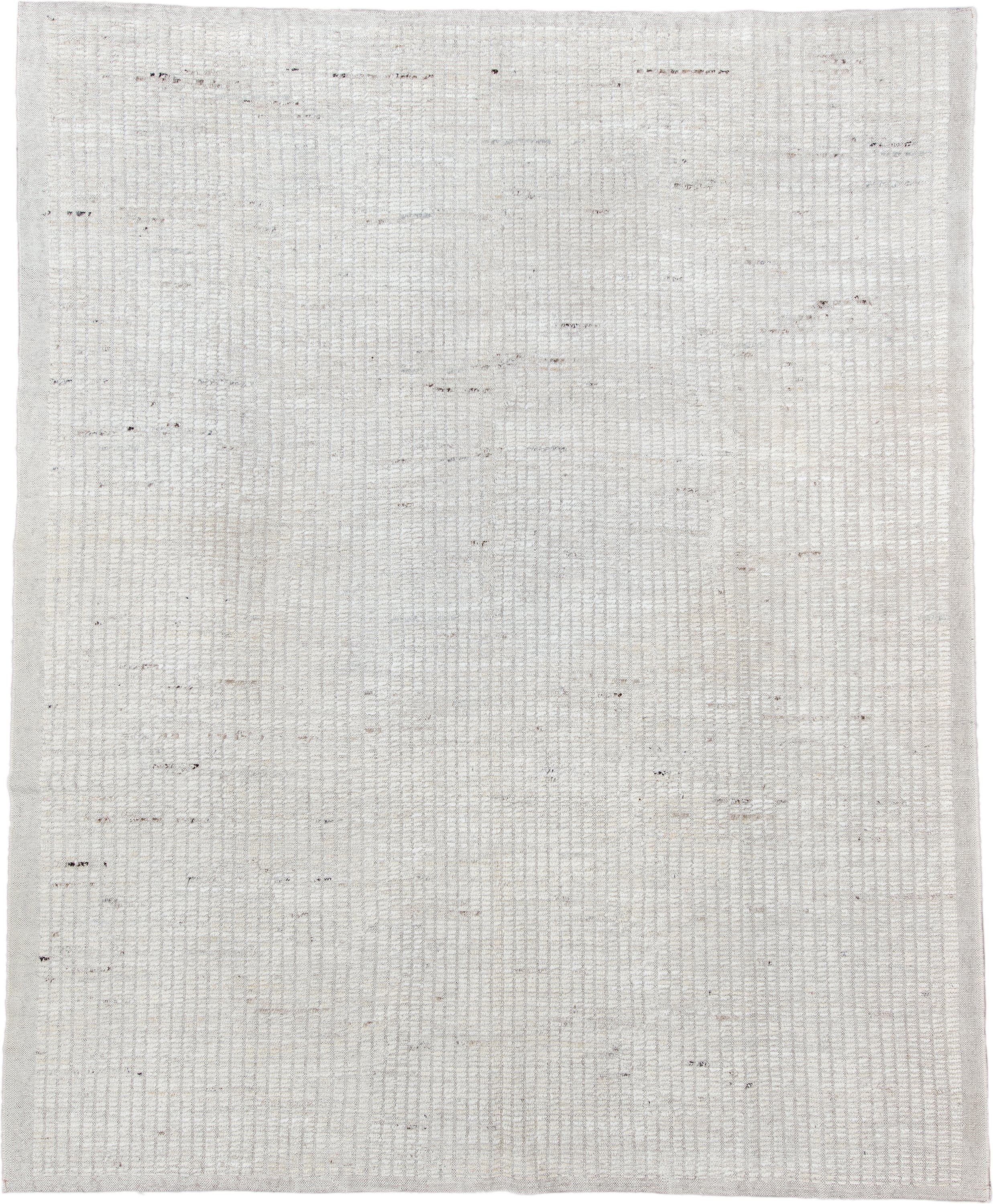 8' x 10' one-of-a-kind handmade vintage Tulu large size rug. Color palette: ivory, cream, taupe, beige, camel, brown, gray
