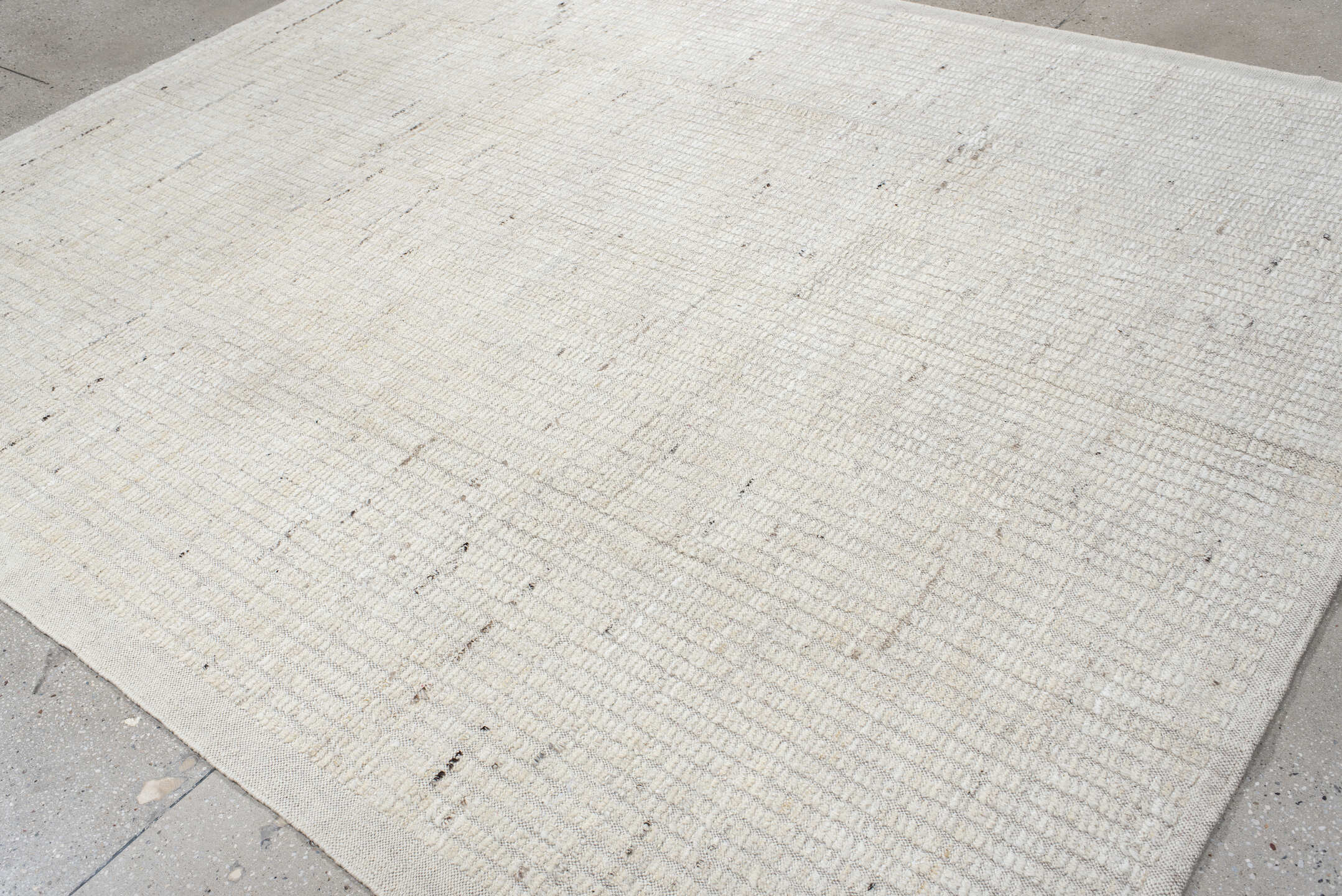 8' x 10' one-of-a-kind handmade vintage Tulu large size rug. Color palette: ivory, cream, taupe, beige, camel, brown, gray