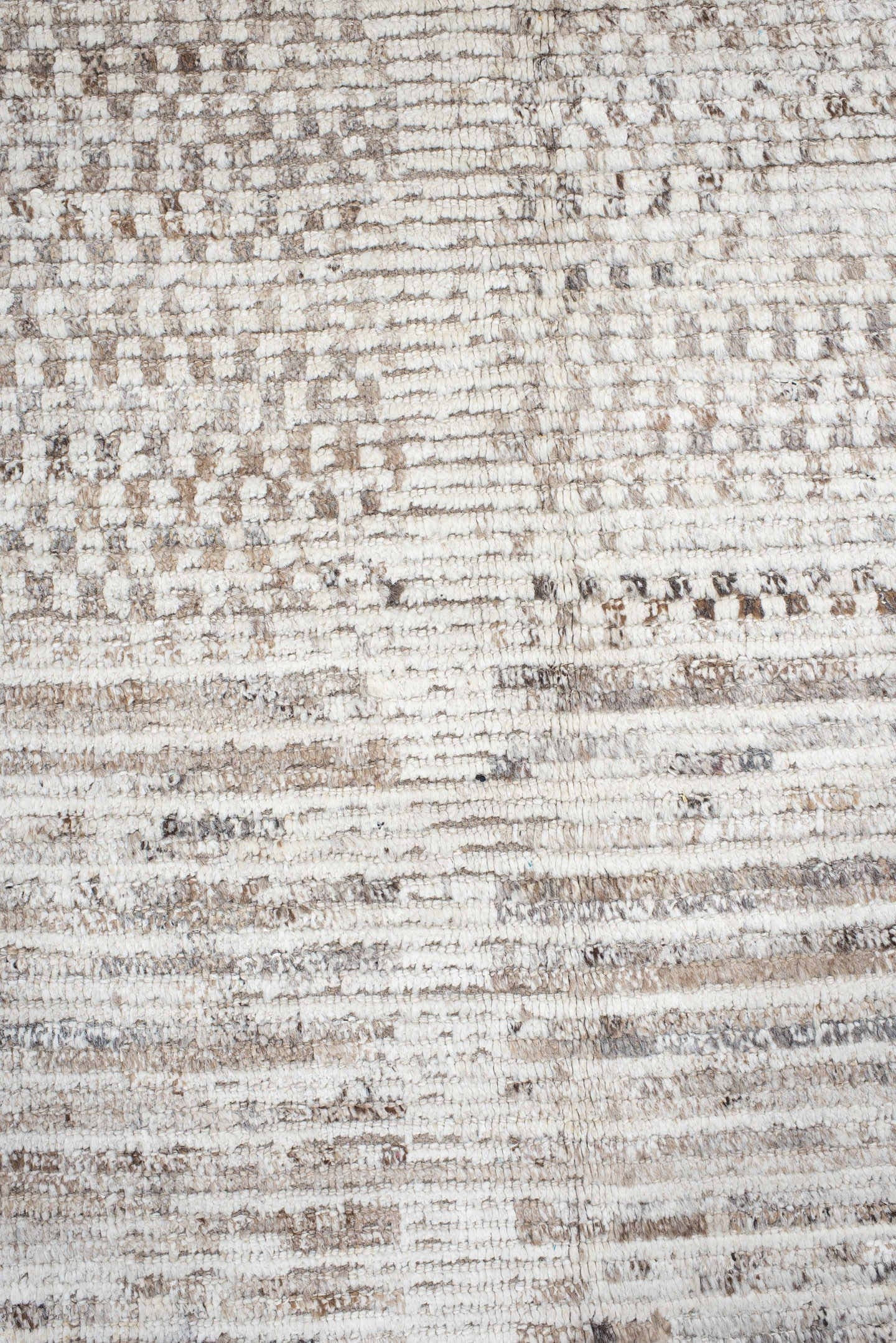 8' x 10' one-of-a-kind handmade vintage Tulu large size rug. Color palette: ivory, taupe, beige, stone, camel, gray