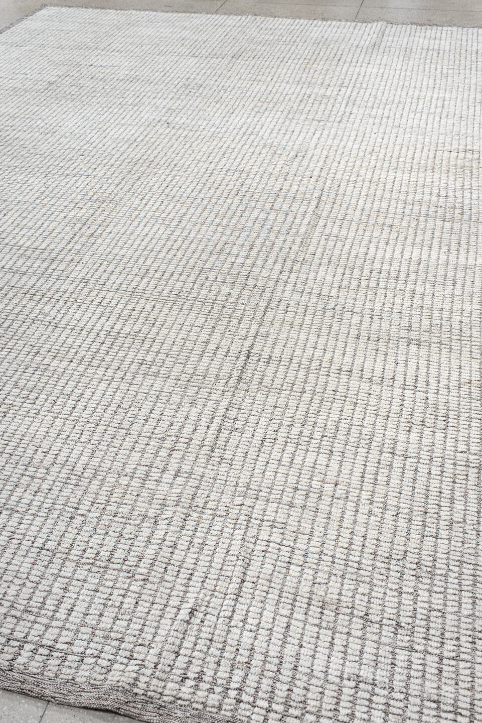 10' x 14' one-of-a-kind handmade vintage Tulu large size rug. Color palette: ivory, charcoal, taupe, cream, gray, black