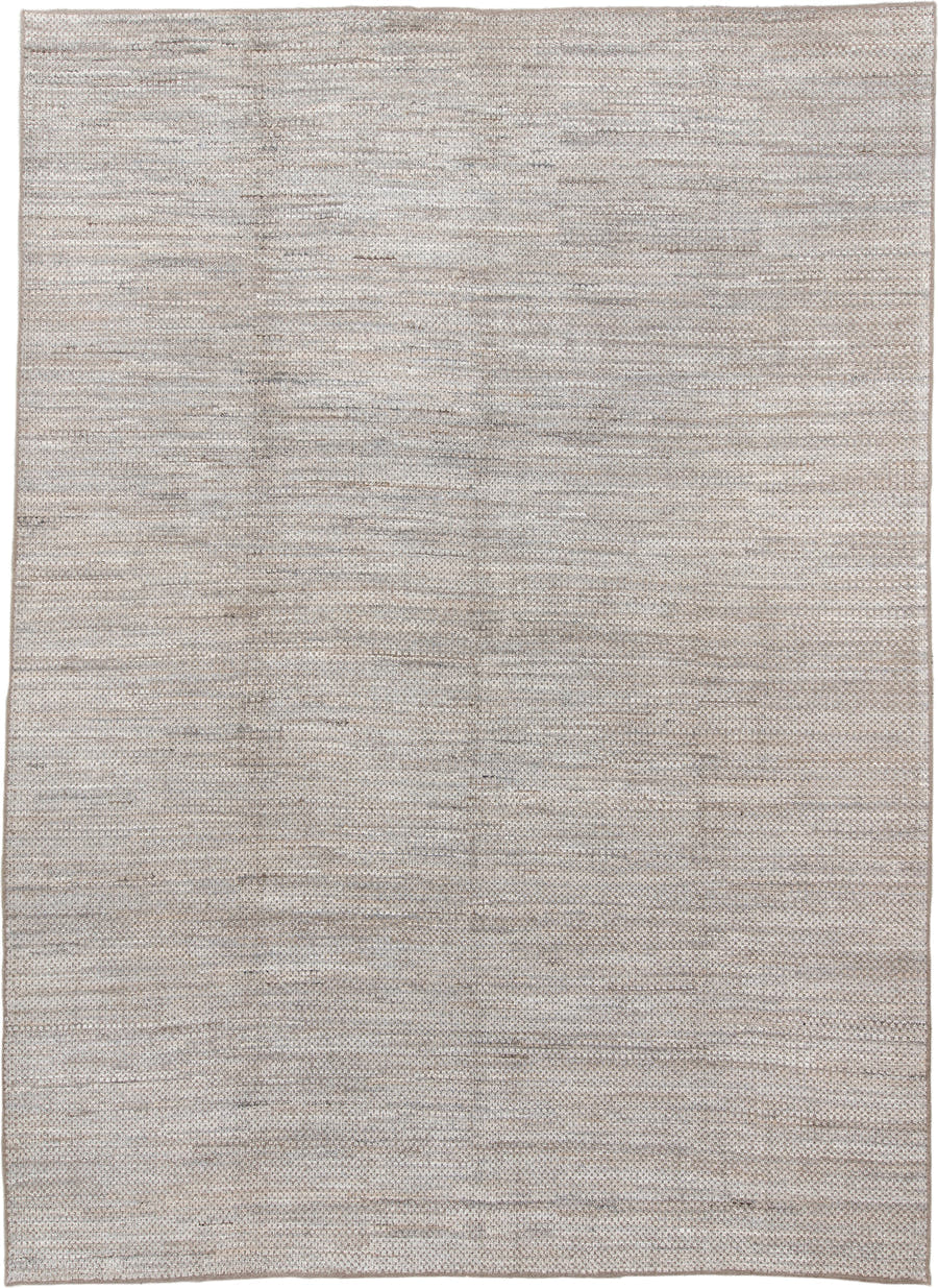 10' x 14' one-of-a-kind handmade vintage Tulu large size rug. Color palette: ivory, taupe, beige, camel, gray