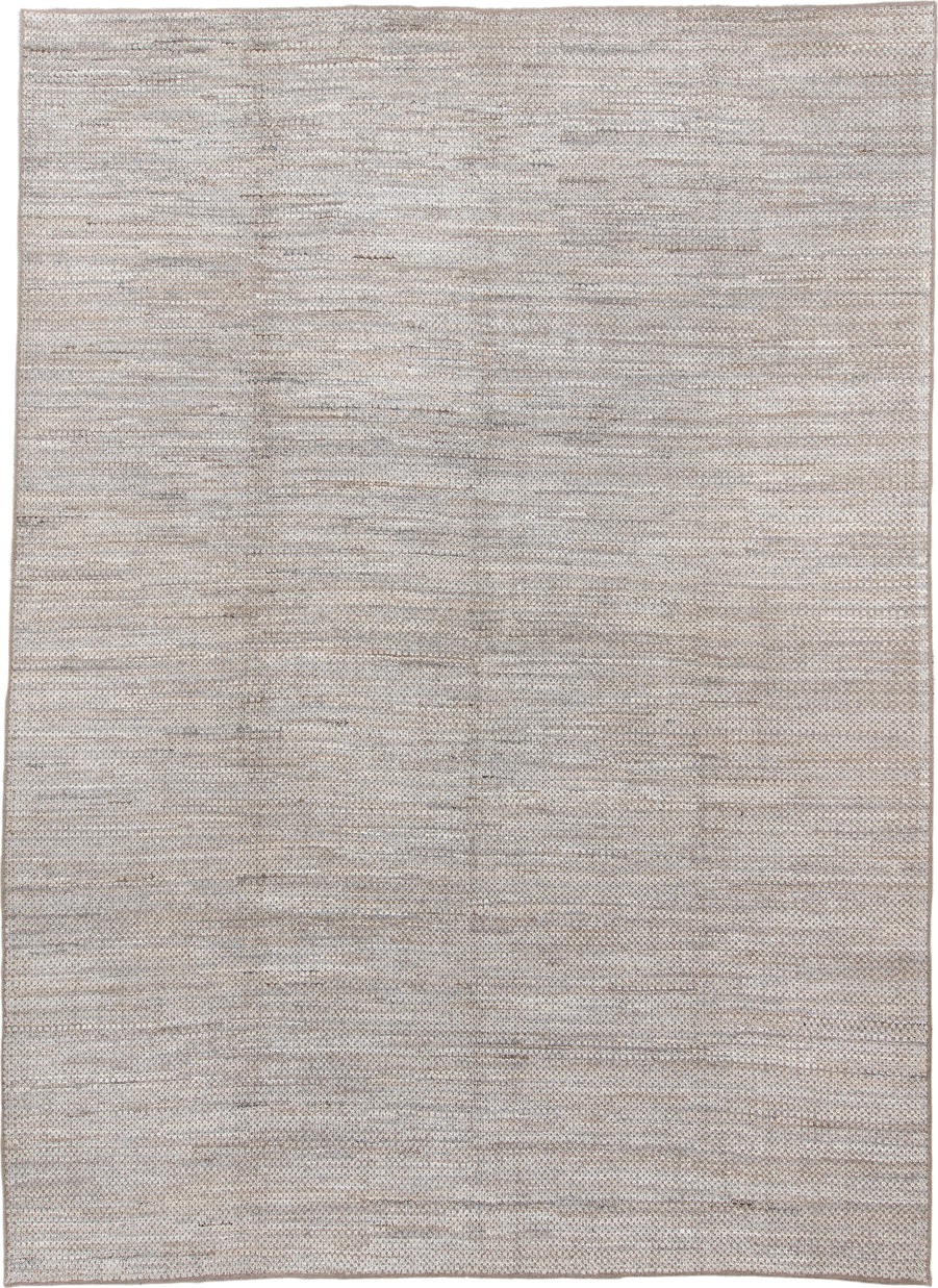 10' x 14' one-of-a-kind handmade vintage Tulu large size rug. Color palette: ivory, taupe, beige, camel, gray