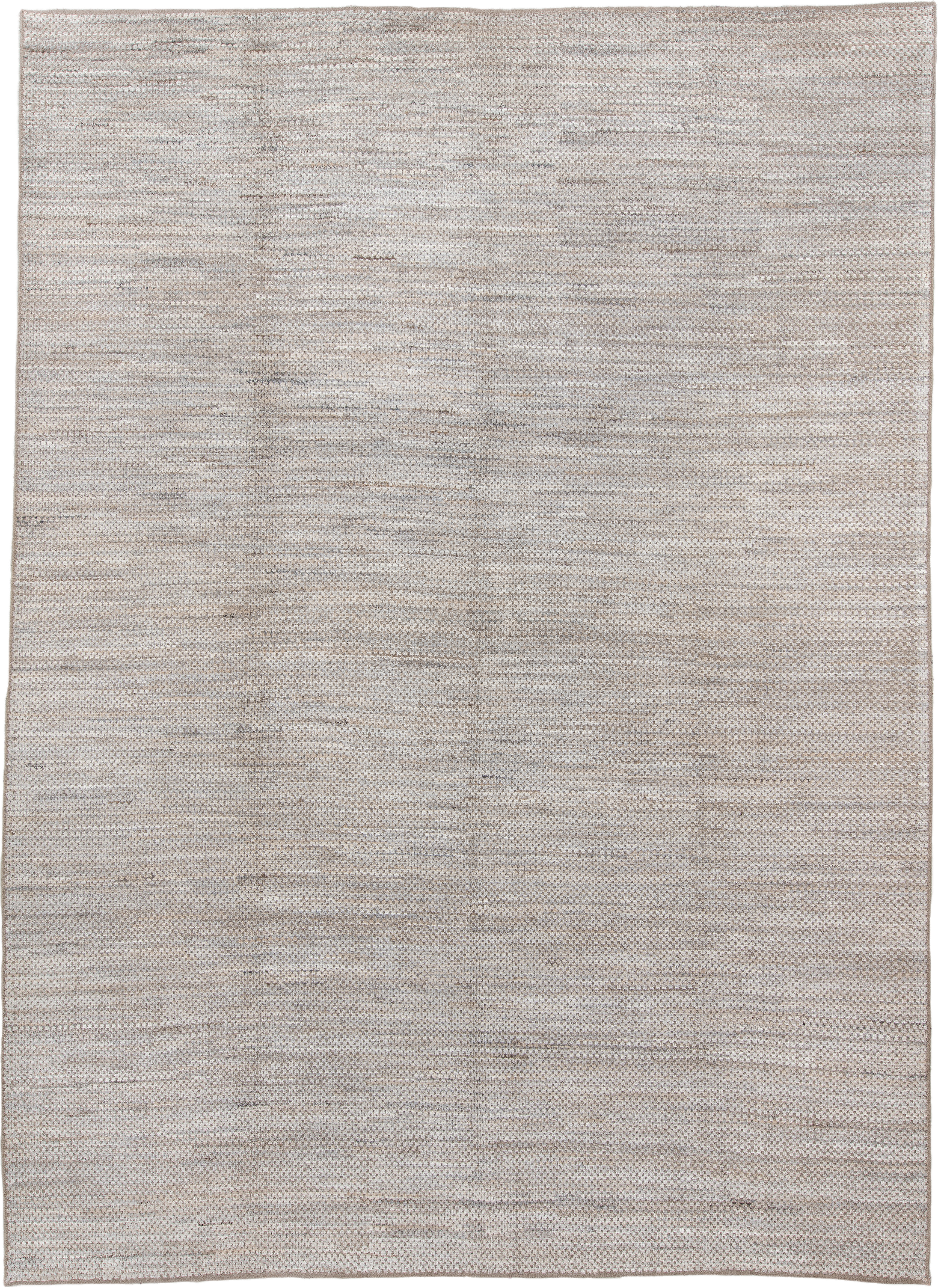 10' x 14' one-of-a-kind handmade vintage Tulu large size rug. Color palette: ivory, taupe, beige, camel, gray