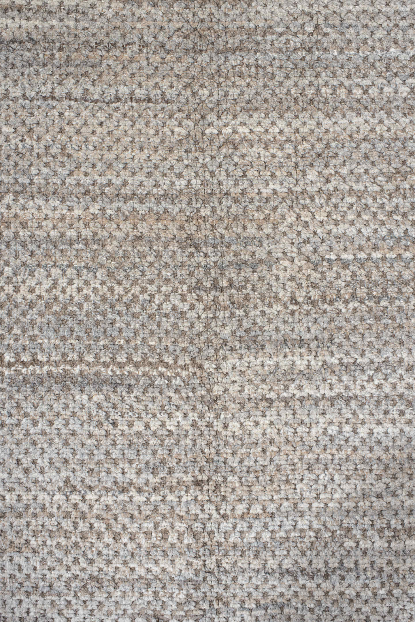 10' x 14' one-of-a-kind handmade vintage Tulu large size rug. Color palette: ivory, taupe, beige, camel, gray