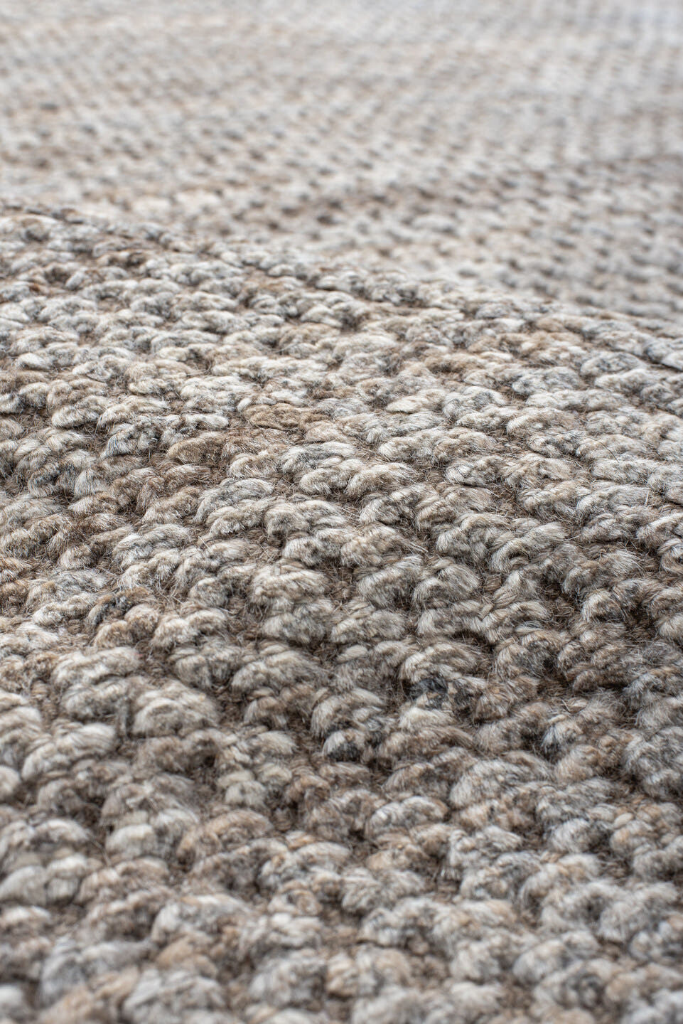 10' x 14' one-of-a-kind handmade vintage Tulu large size rug. Color palette: ivory, taupe, beige, camel, gray