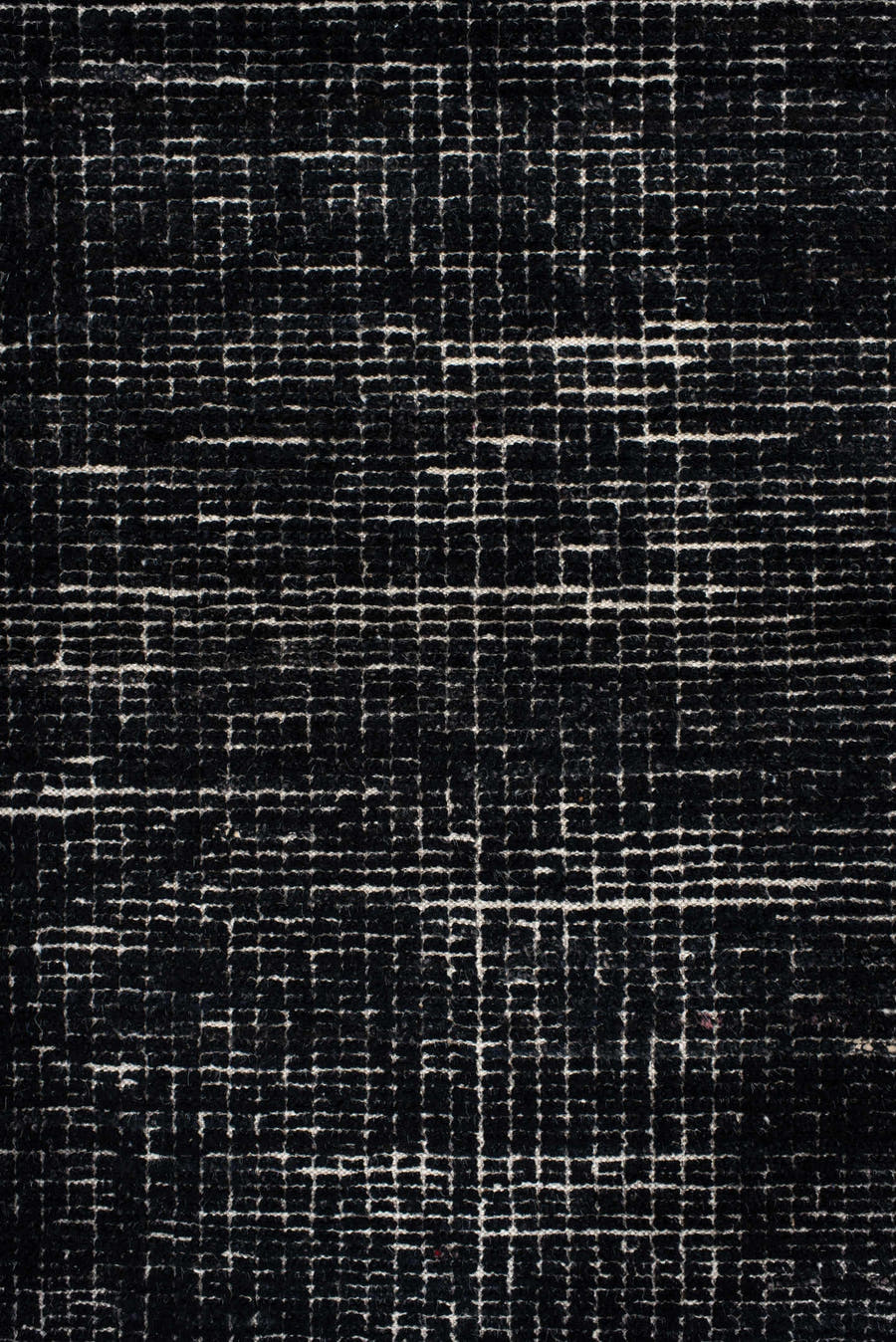 2' x 8' one-of-a-kind handmade vintage Tulu runner rug. Color palette: charcoal, ivory, gray, black