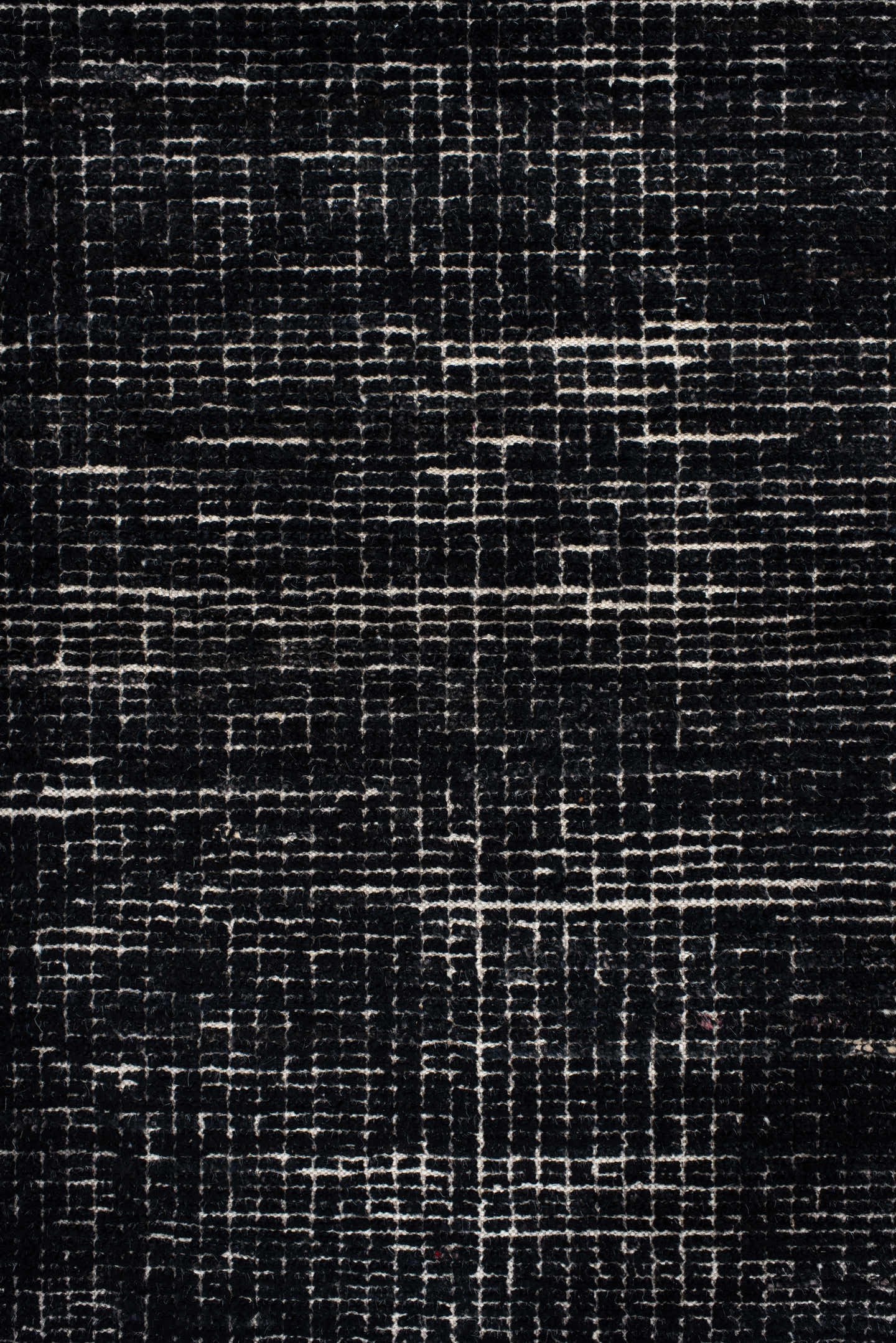 2' x 8' one-of-a-kind handmade vintage Tulu runner rug. Color palette: charcoal, ivory, gray, black