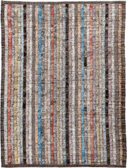 6' x 9' one-of-a-kind handmade vintage Tulu medium size rug. Color palette: brown, ivory, sky blue, coral, lavender, gold