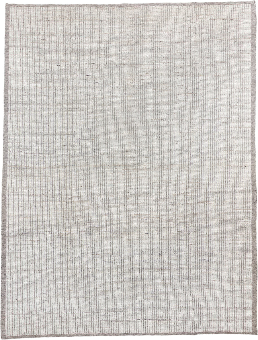 10' x 14' one-of-a-kind handmade vintage Tulu large size rug. Color palette: ivory, taupe, beige, gray