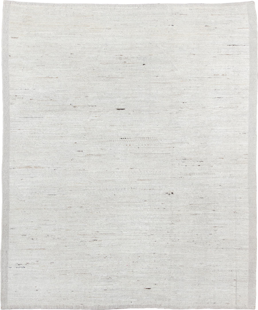 8' x 10' one-of-a-kind handmade vintage Tulu large size rug. Color palette: ivory, cream, beige, taupe, charcoal, gray