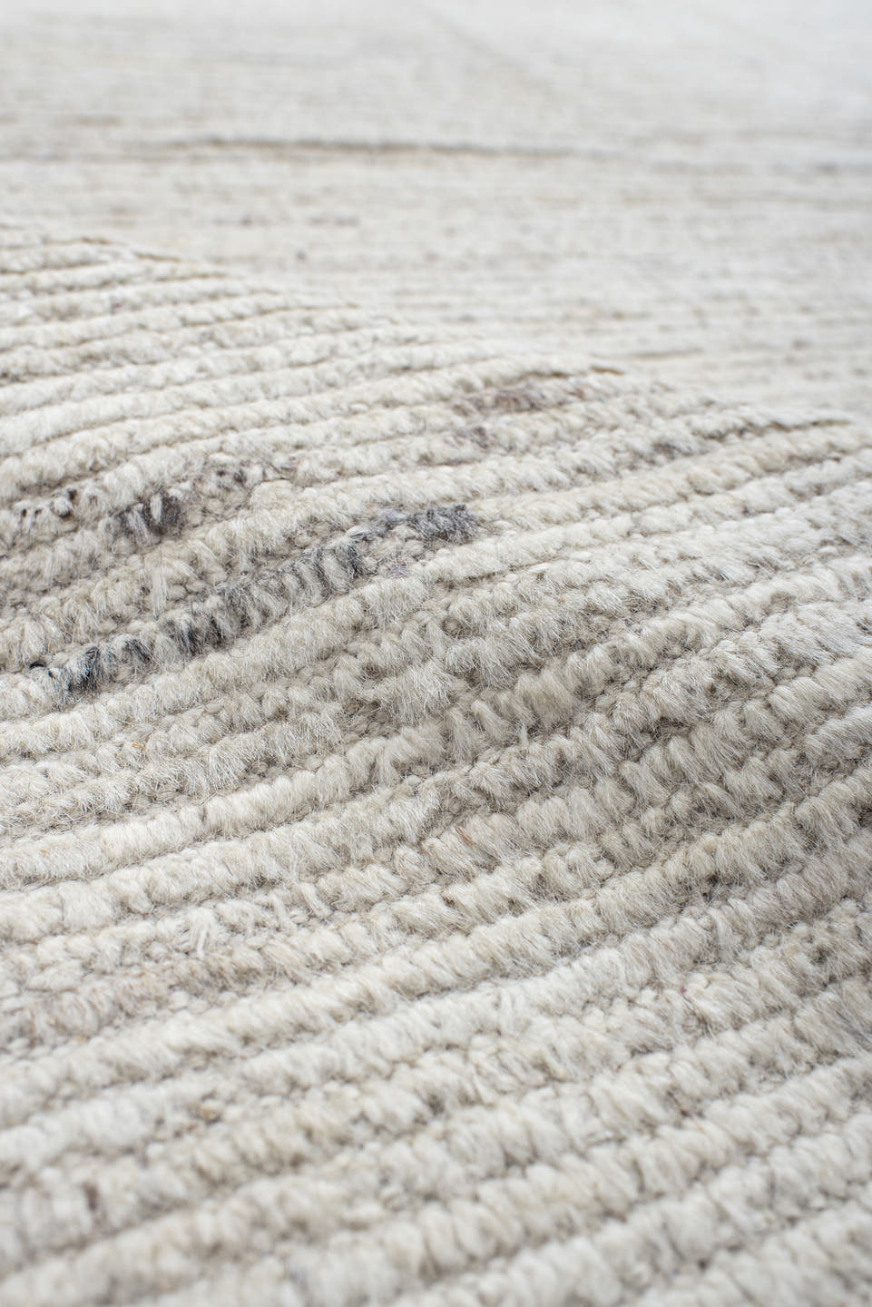 8' x 10' one-of-a-kind handmade vintage Tulu large size rug. Color palette: ivory, cream, beige, taupe, charcoal, gray