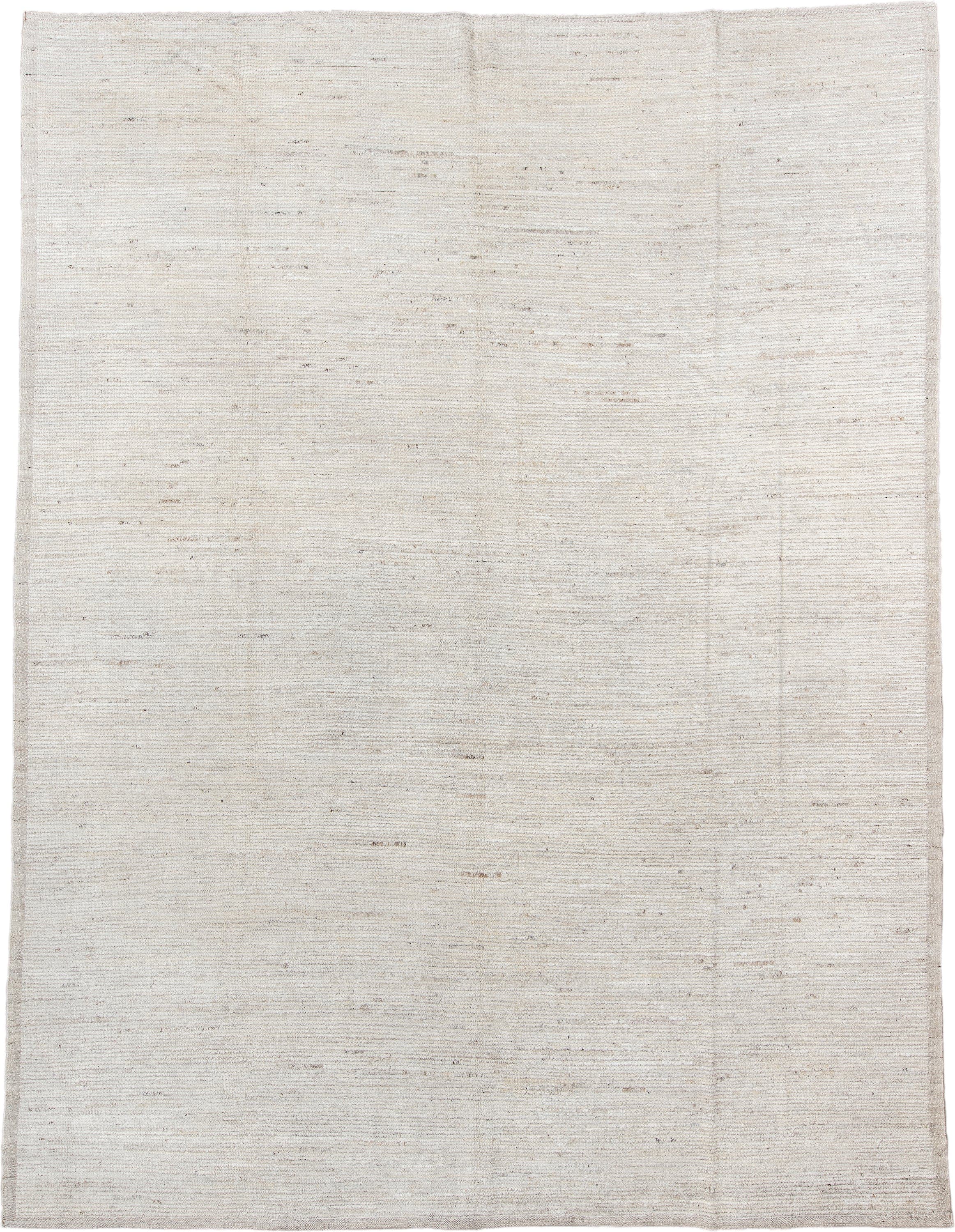 10' x 13' one-of-a-kind handmade vintage Tulu large size rug. Color palette: ivory, cream, beige, taupe, camel, gray