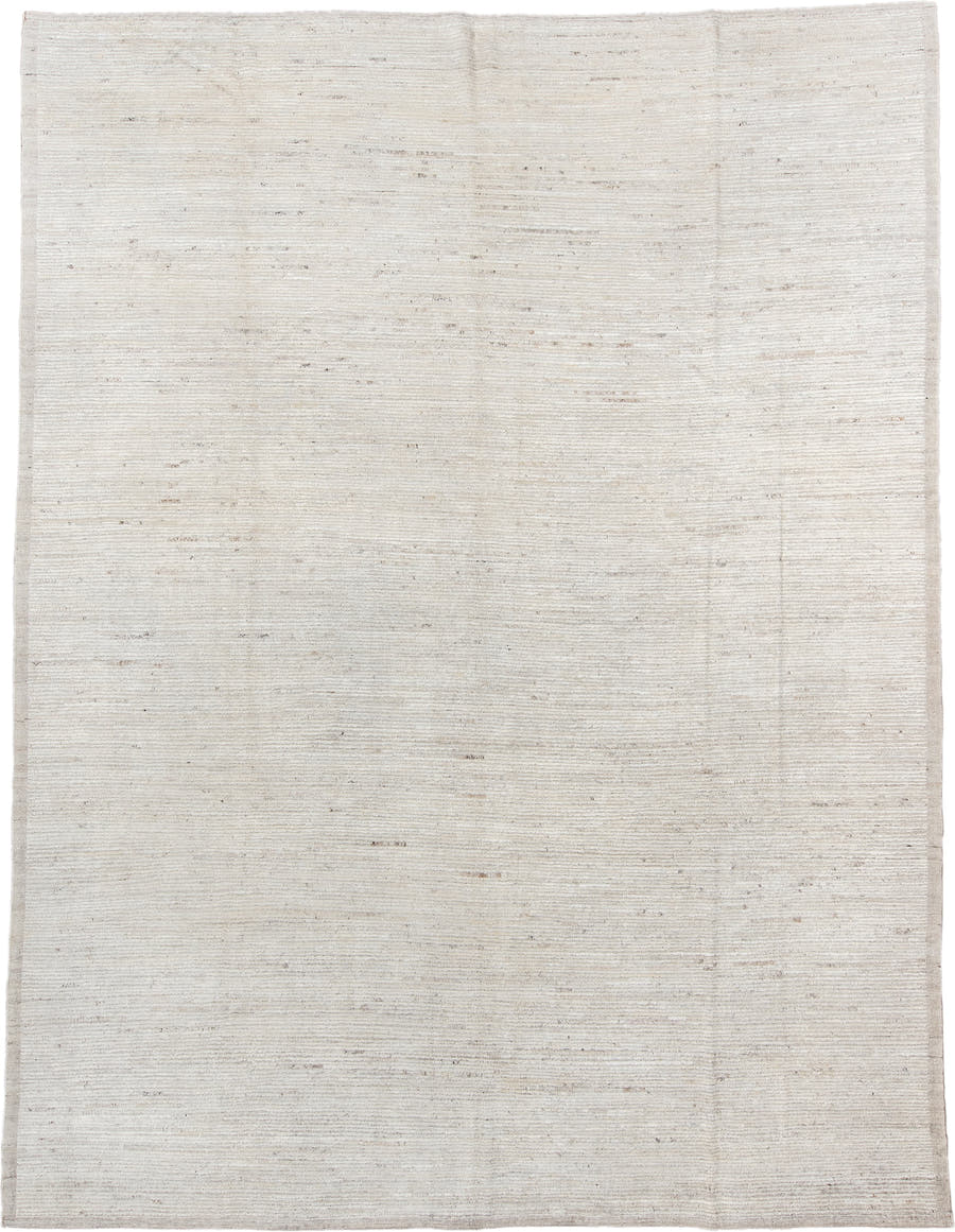 10' x 13' one-of-a-kind handmade vintage Tulu large size rug. Color palette: ivory, cream, beige, taupe, camel, gray