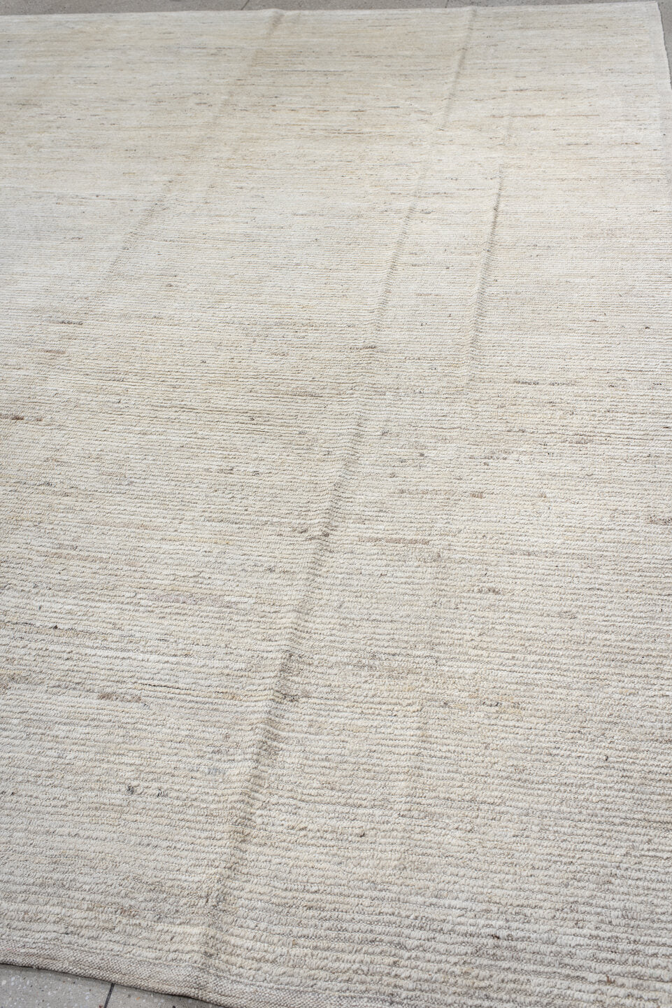 10' x 13' one-of-a-kind handmade vintage Tulu large size rug. Color palette: ivory, cream, beige, taupe, camel, gray