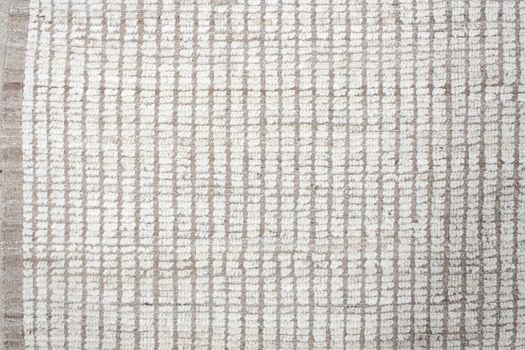 10' x 13' one-of-a-kind handmade vintage Tulu oversize rug. Color palette: ivory, taupe, cream, beige, gray