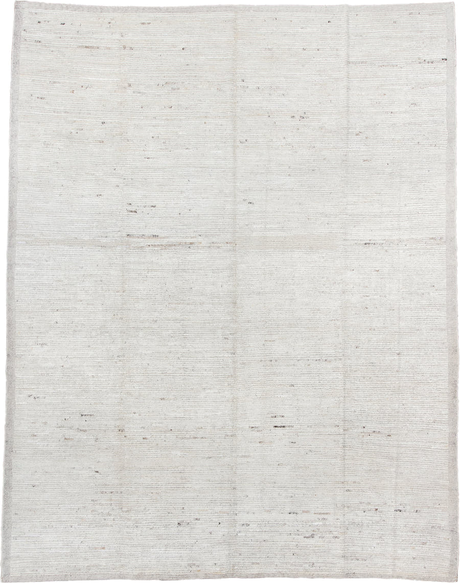 9' x 12' one-of-a-kind handmade vintage Tulu large size rug. Color palette: ivory, cream, taupe, beige, light gray, gray