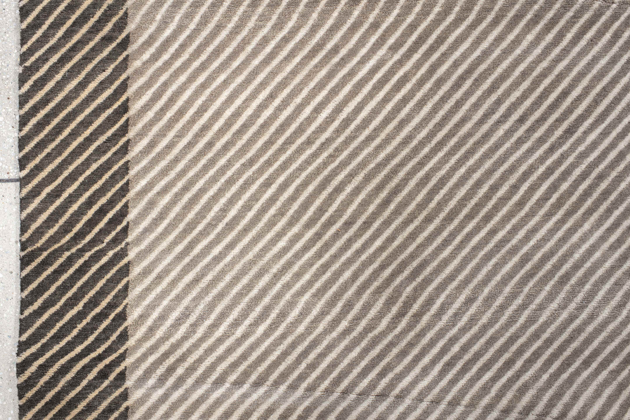 10' x 14' one-of-a-kind handmade vintage Tibetan large size rug. Color palette: taupe, ivory, charcoal, rust, terra cotta