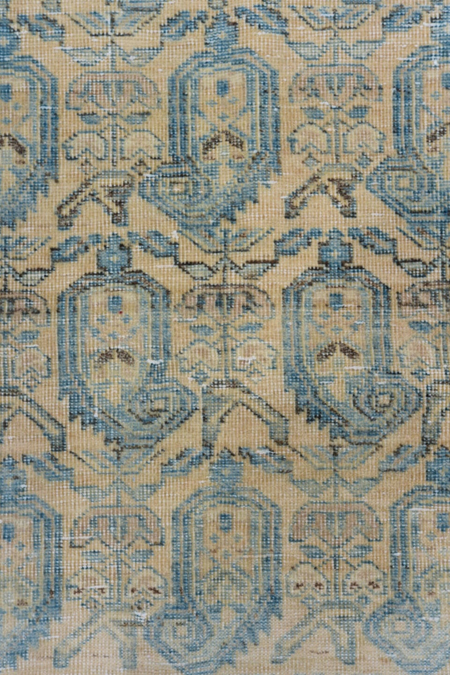 4' x 6' one-of-a-kind handmade antique Afshar rug. Color palette: ivory, sky blue, pale blue, taupe, charcoal, cream