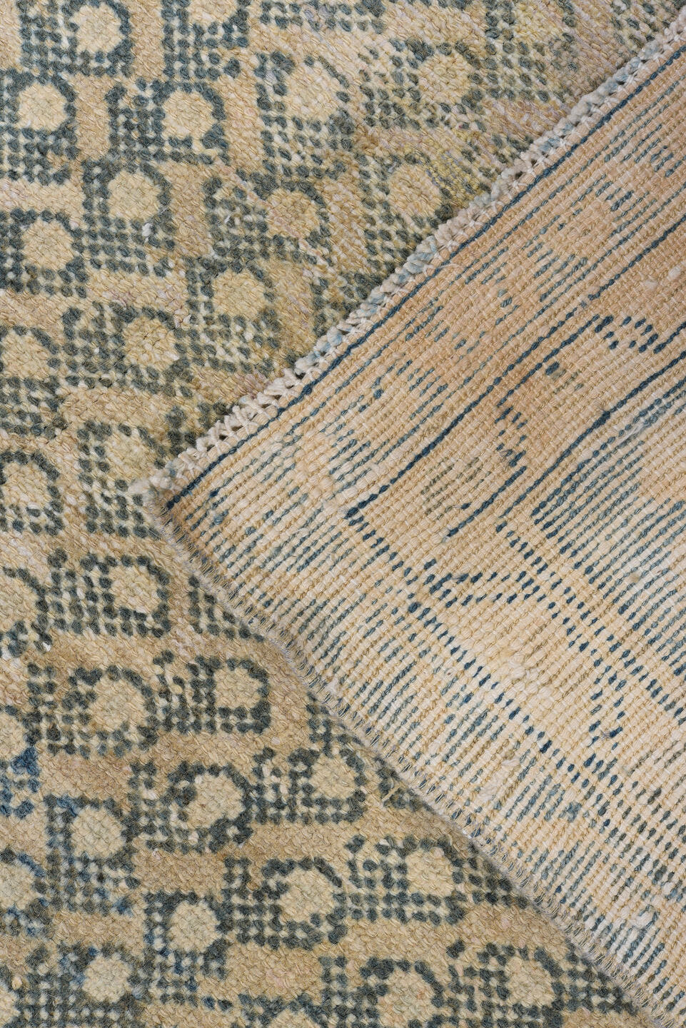 3' x 6' one-of-a-kind handmade antique Malayer small size rug. Color palette: ivory, sky blue, slate blue, beige, taupe