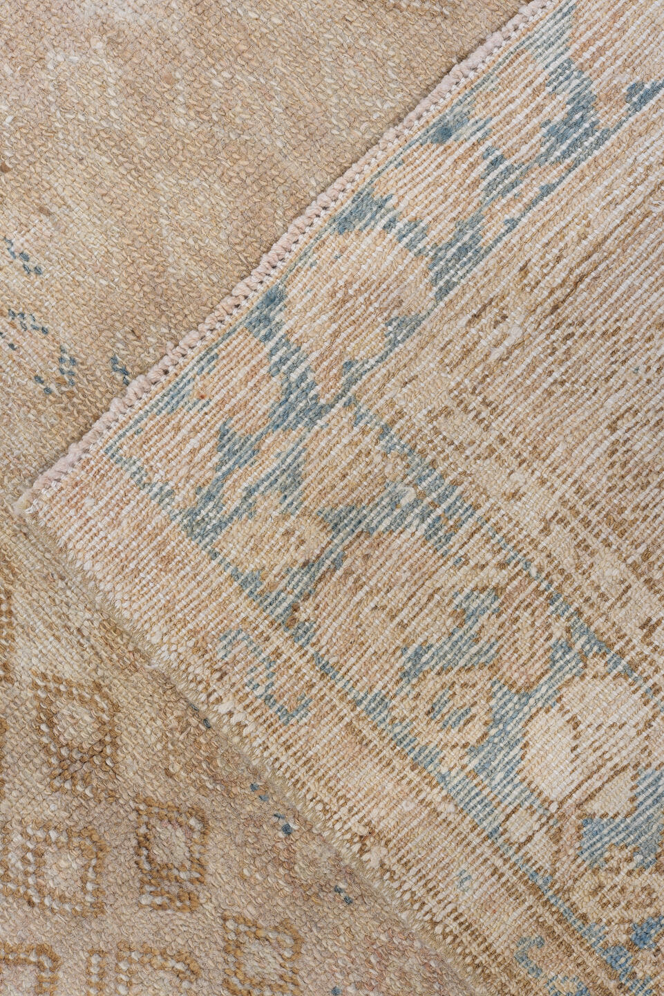 3' x 4' one-of-a-kind handmade antique Malayer small size rug. Color palette: beige, sky blue, ivory, taupe, camel