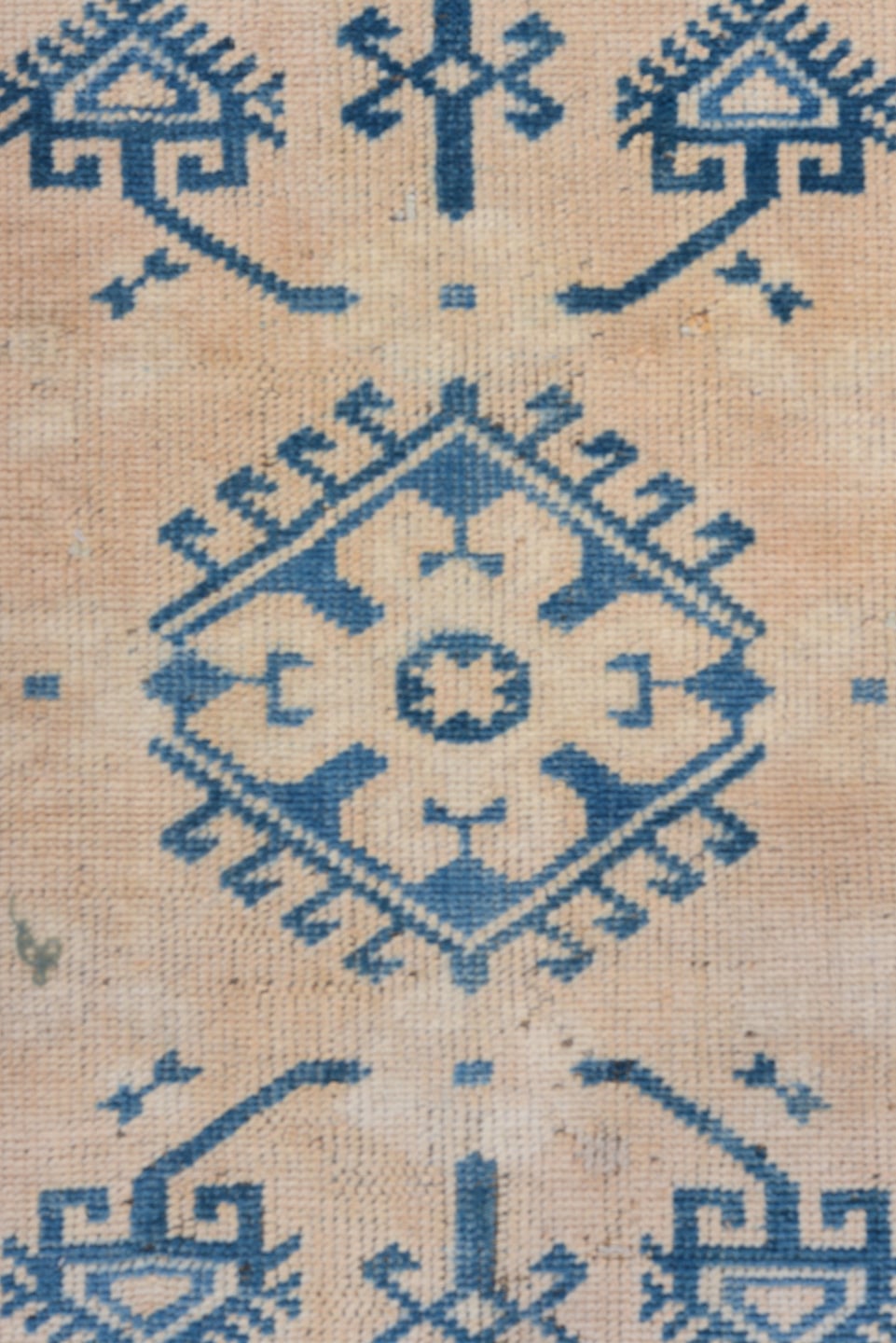 2' x 9' one-of-a-kind handmade antique Oushak runner rug. Color palette: ivory, cobalt, sky_blue, beige, blue, light blue