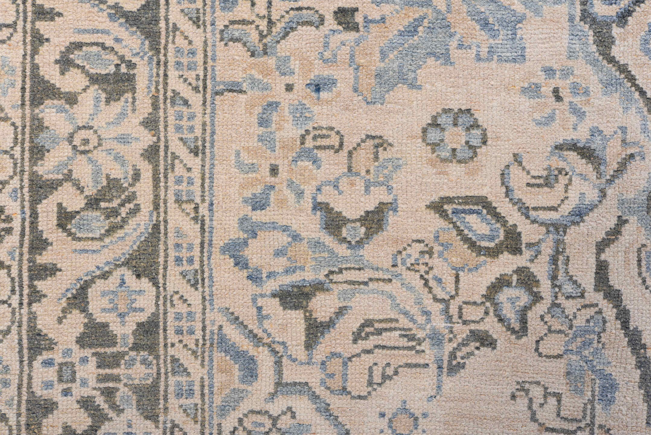 4' x 6' one-of-a-kind handmade antique Malayer small size rug. Color palette: ivory, sky blue, slate, charcoal, taupe, cream