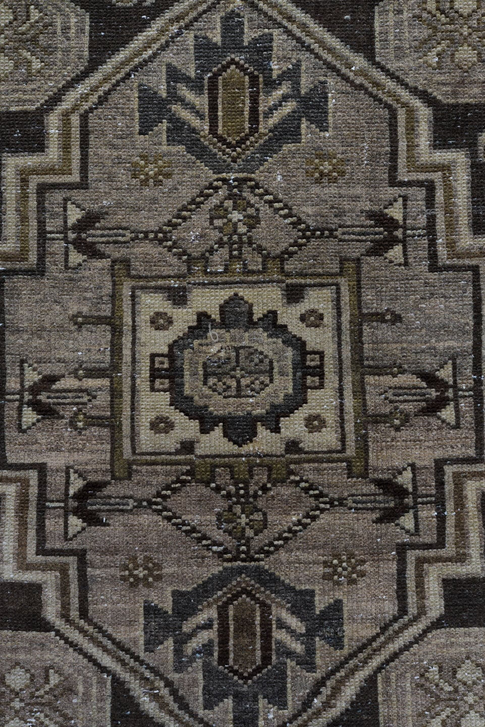 4' x 6' one-of-a-kind handmade antique Malayer small size rug. Color palette: brown, ivory, taupe, charcoal, camel, beige