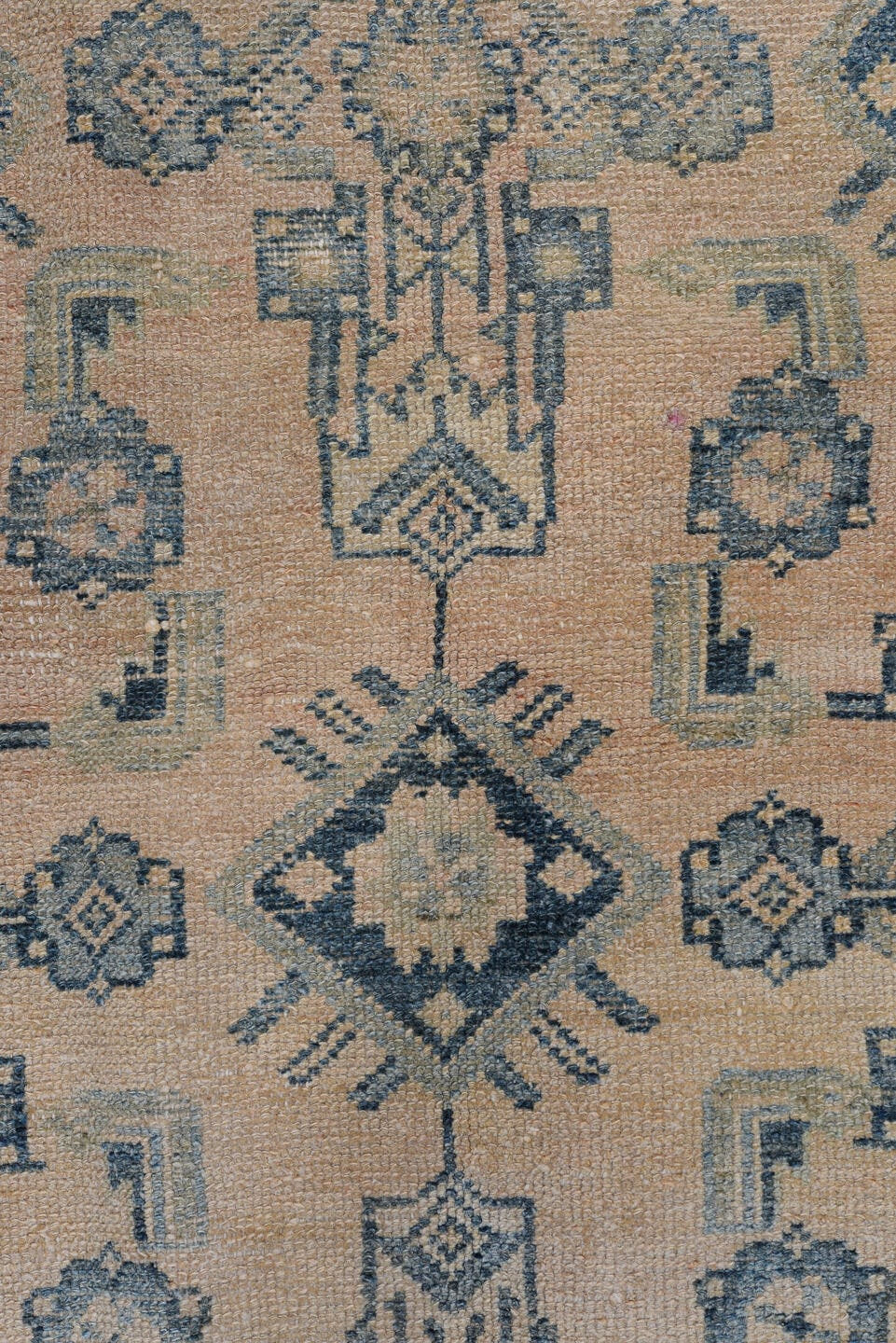 4' x 7' one-of-a-kind handmade antique Malayer rug. Color palette: ivory, slate, dusty blue, taupe, charcoal, gray, blue