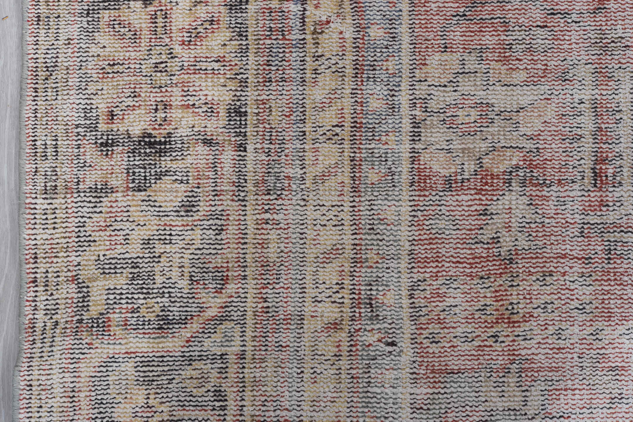 8' x 11' one-of-a-kind handmade vintage Sparta large size rug. Color palette: black, brown, charcoal, dim gray, gray