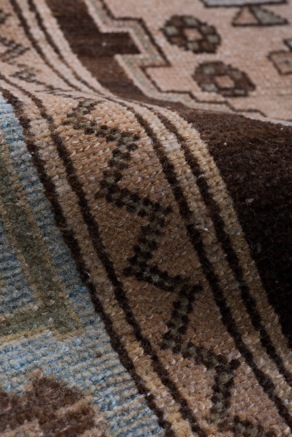 4' x 7' one-of-a-kind handmade antique Malayer rug. Color palette: ivory, light blue, brown, taupe, charcoal, beige, gray
