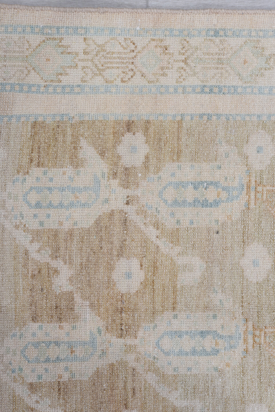 4' x 7' one-of-a-kind handmade vintage Malayer rug. Color palette: taupe, ivory, camel, pale_blue, beige, brown, gray