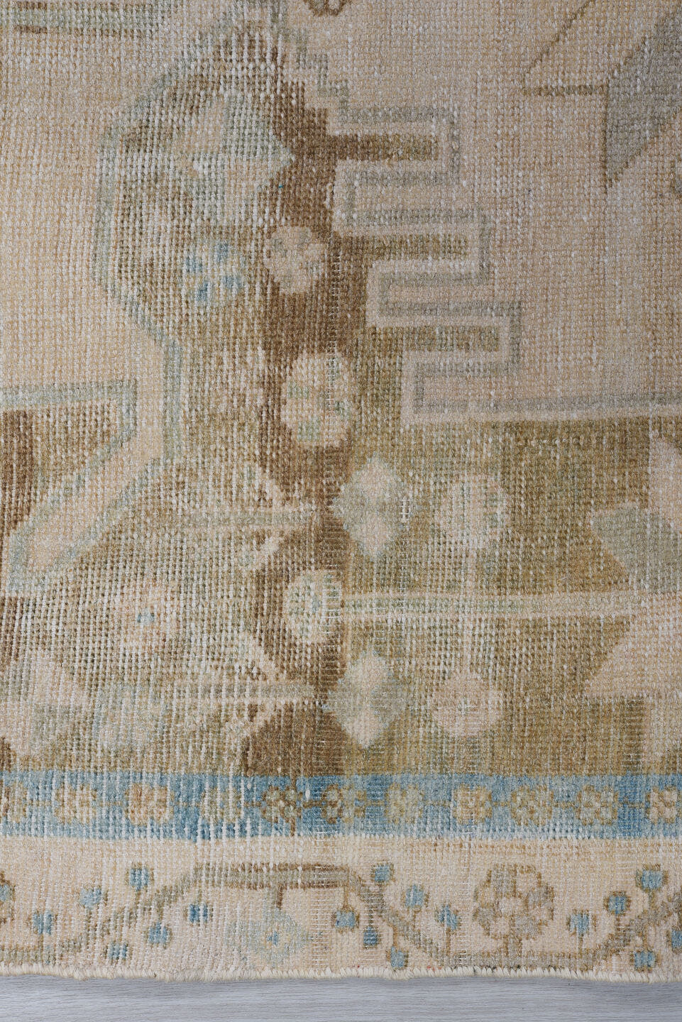 3' x 8' one-of-a-kind handmade antique Malayer runner rug. Color palette: ivory, taupe, sky_blue, sand, beige, camel