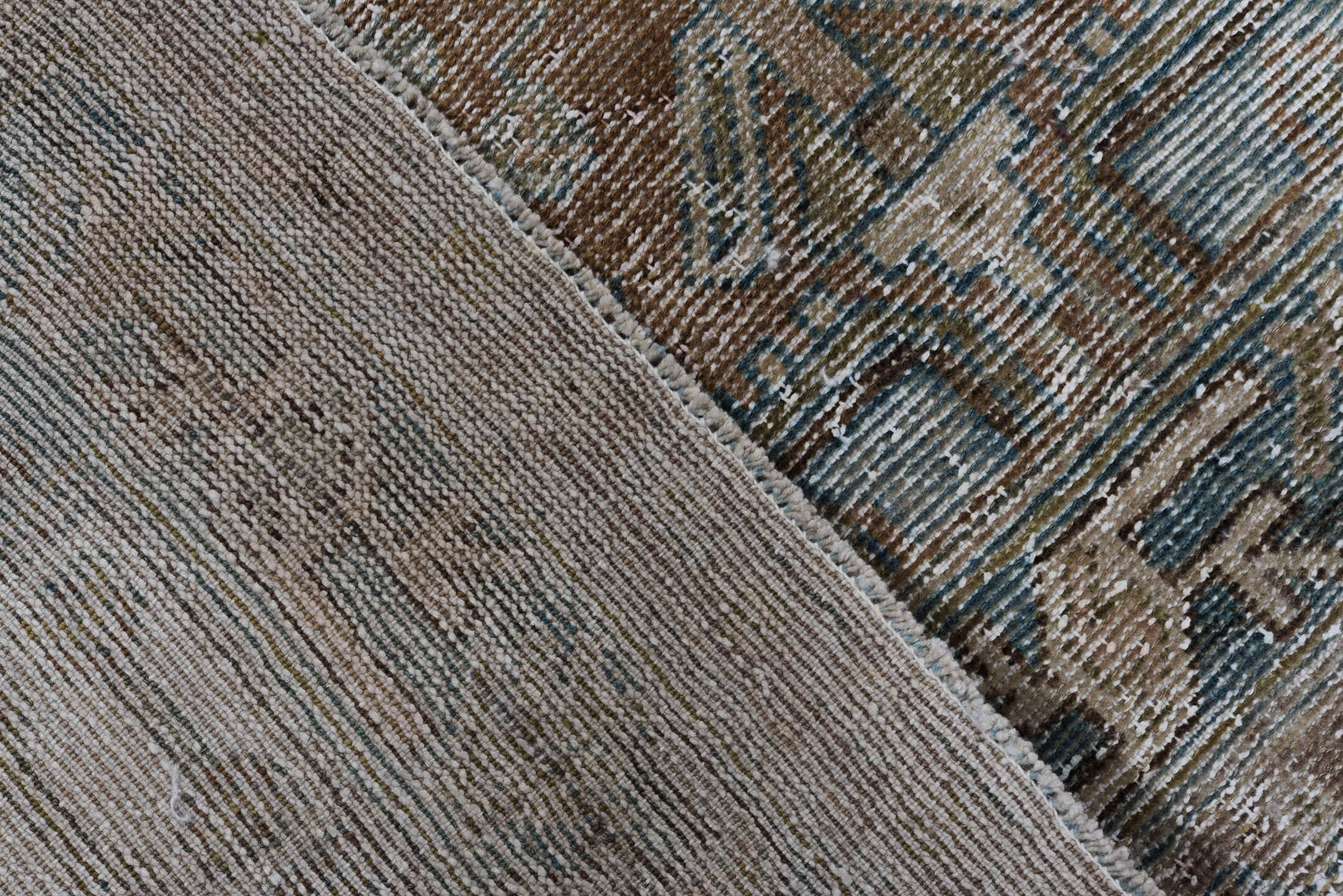 4' x 6' one-of-a-kind handmade antique Hamadan rug. Color palette: ivory, taupe, blue, rust, camel, brown, beige, gray